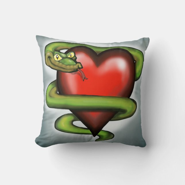 Serpent n Heart Throw Pillow (Front)