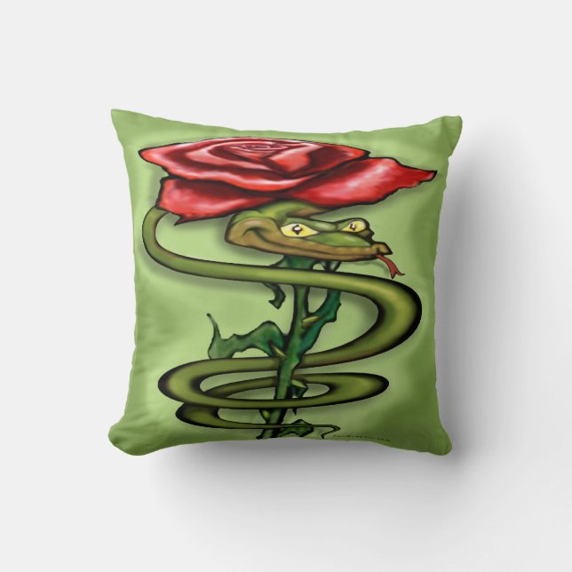 Serpent n Rose Throw Pillow (Front)