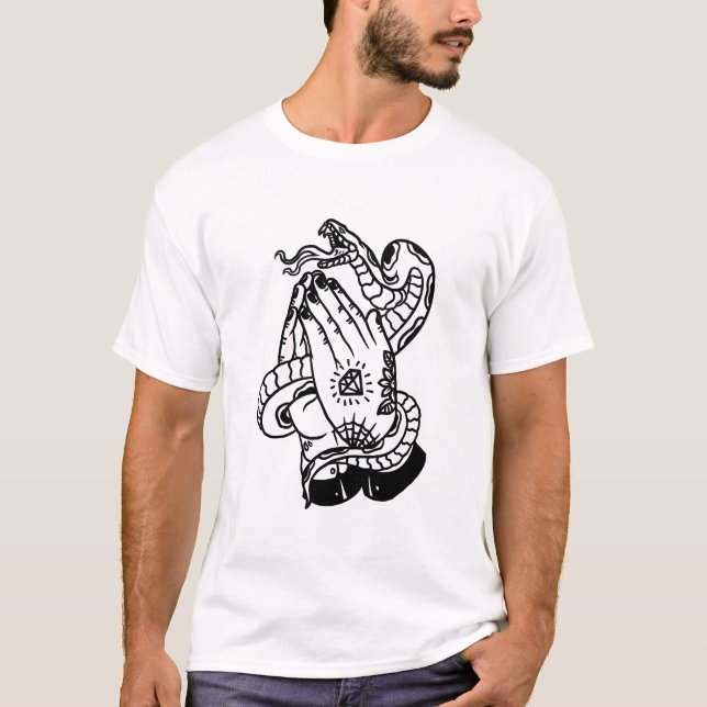 Serpent with tattooed hands tattoo design   T-Shirt (Front)