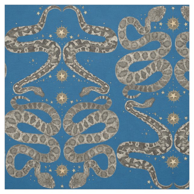 serpents célestes tissu bleu (Échantillon)