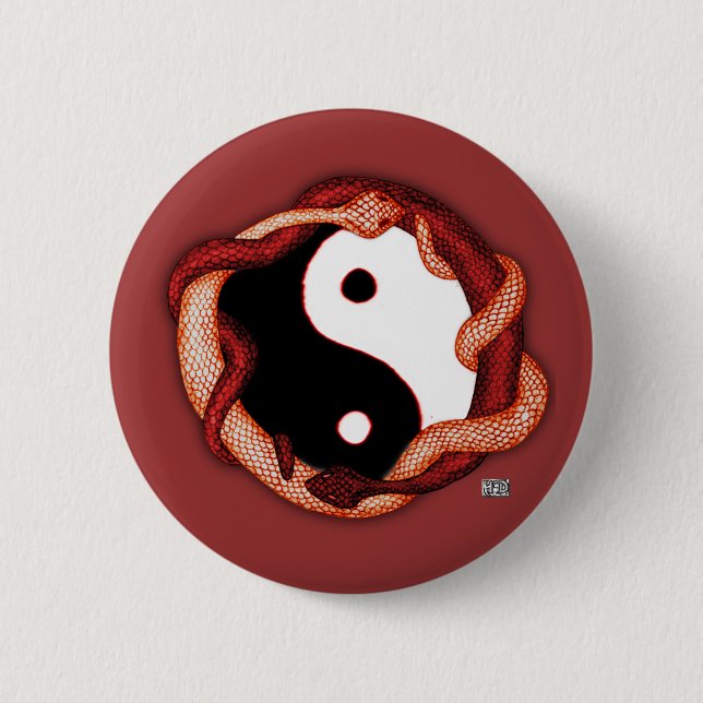 Serpents Dual (Red) 2 Inch Round Button (Front)