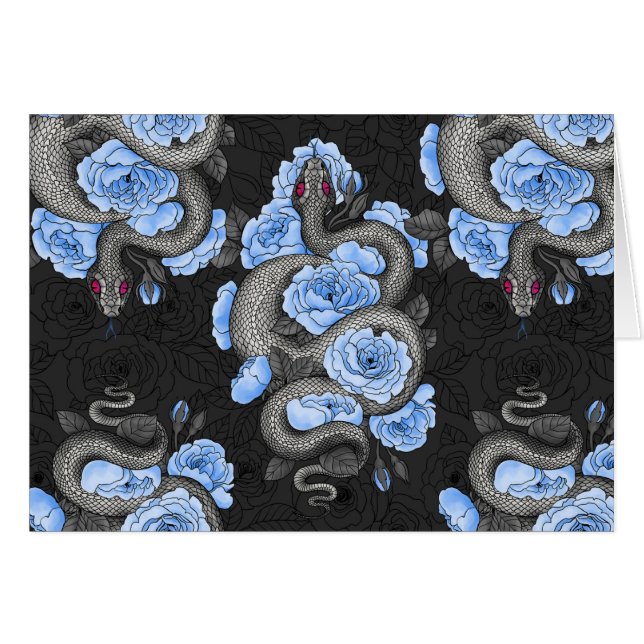 Serpents et roses bleus (Devant horizontal)