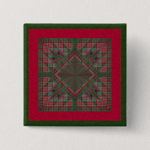 Serpinski's Squares Quilted Christmas Fractal 2 Inch Square Button