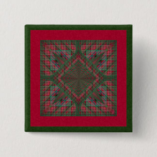 Serpinski's Squares Quilted Christmas Fractal 2 Inch Square Button