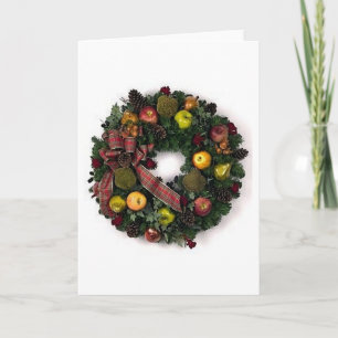 Serre de Noël avec carte de voeux vierge de fruits