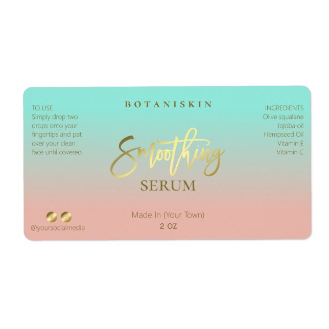 Sérum de lissage rose et bleu or Étiquette (Devant)