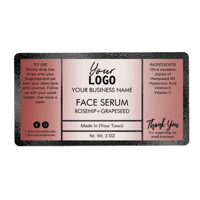 Sérum d'huile rose Gold et Black Shine Effet (Devant)