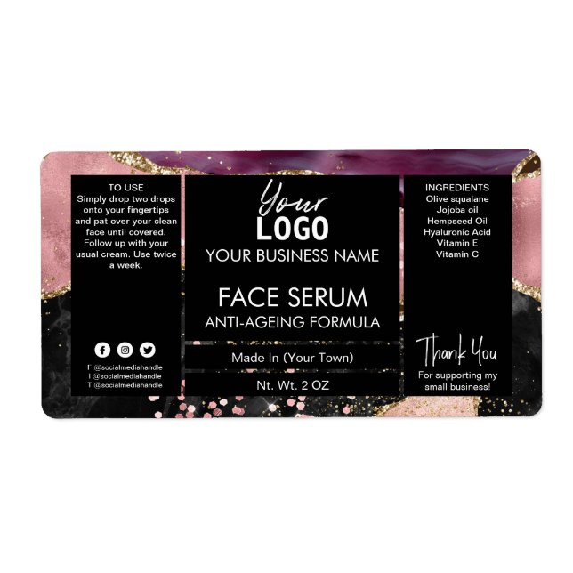 Sérum rose Or Agate Face Et Huile De Cheveux (Devant)