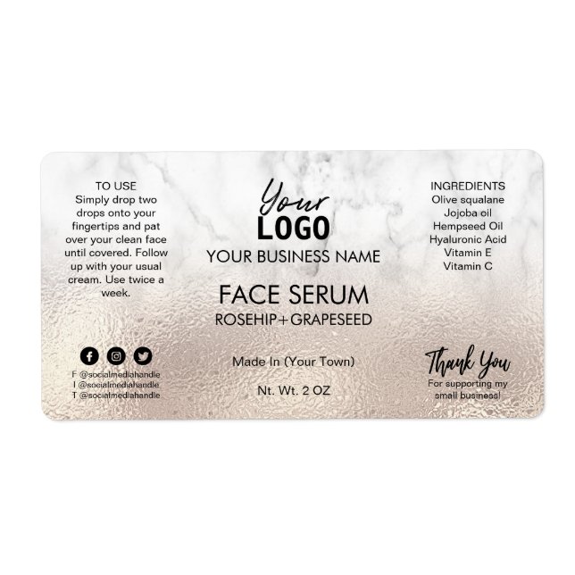 Sérum Rose Professionnel Or Et Marbre Face (Devant)