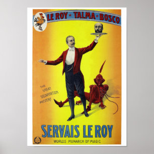 Servais Leroy Restauré Poster Magicien Vintage