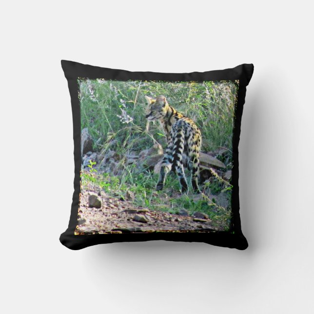 Serval Cat Throw Pillow (Front)