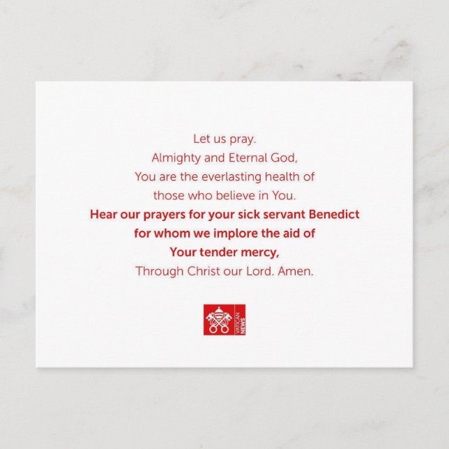 Servant Benedict Postcard (Front)