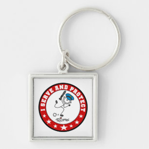 Serve and Protect Policeman Keychain