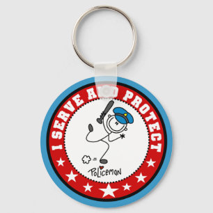 Serve and Protect Policeman Keychain