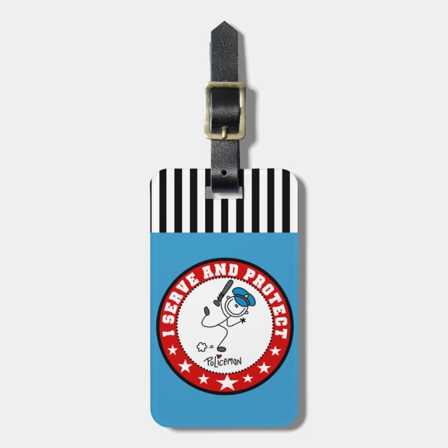 Serve and Protect Policeman Luggage Tag (Front Vertical)
