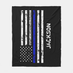 Serve. Honour. Protect Thin Blue Line Flag Fleece Blanket