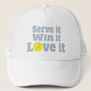Serve it, win it, love it tennis ball graphic hat