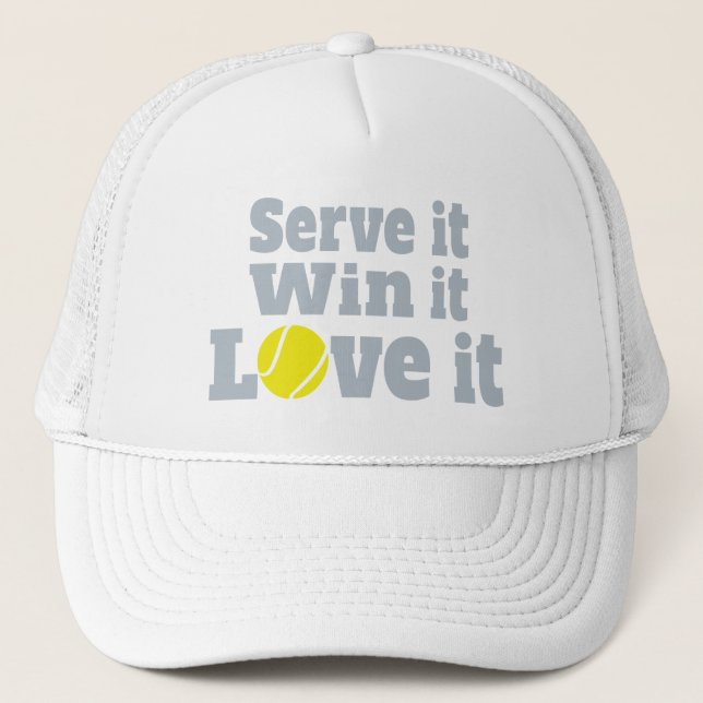 Serve it, win it, love it tennis ball graphic hat (Front)