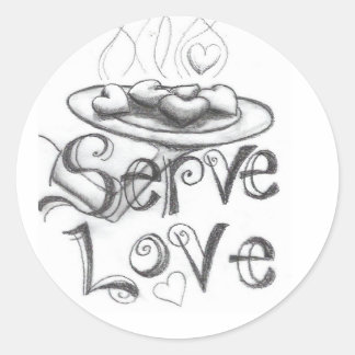 serve love classic round sticker