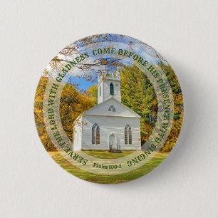Serve with gladness New England Church in Fall 2 Inch Round Button