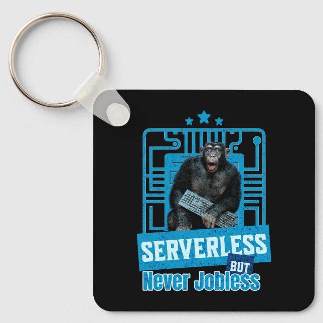 Serverless Funny Monkey Developer Humour Keychain (Front)