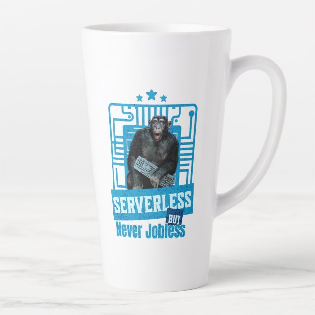 Serverless Funny Monkey Developer Humour Latte Mug (Right)