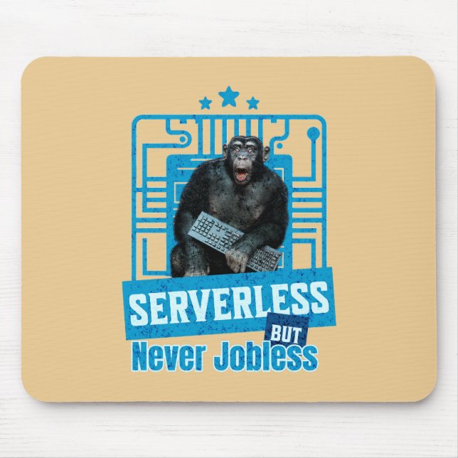 Serverless Funny Monkey Developer Humour Mouse Pad (Front)
