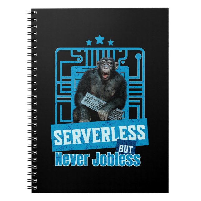 Serverless Funny Monkey Developer Humour Notebook (Front)