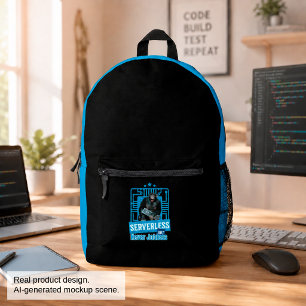 Serverless Funny Monkey Developer Humour Printed Backpack