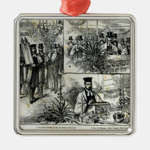 Service at the Jewish Synagogue Metal Ornament