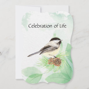 Service commémoratif Invitation Aquarelle Chickade