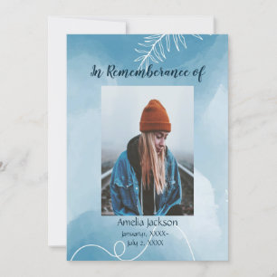 Service commémoratif Invitation Bleu Feuilles bota