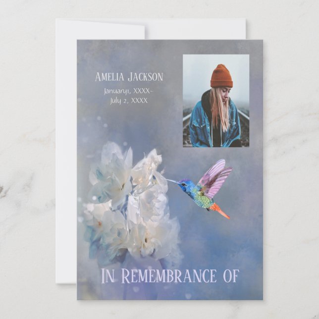 Service commémoratif Invitation Hummingbird White  (Devant)