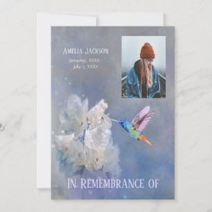 Service commémoratif Invitation Hummingbird White 