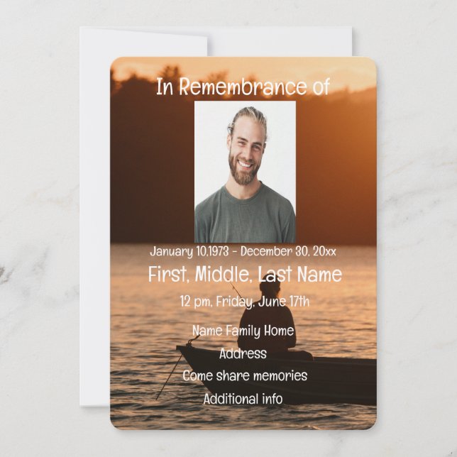 Service commémoratif Invitation Lake Sunset Fishin (Devant)