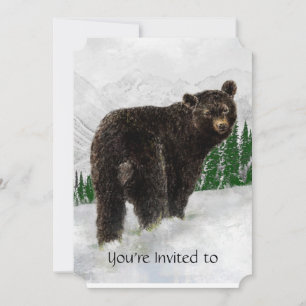 Service commémoratif Invitation Ours Noir Neige Mt