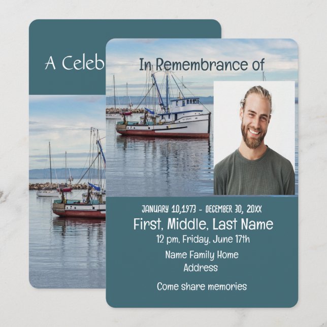 Service commémoratif Invitation Pêcheur commercial (Devant / Derrière)