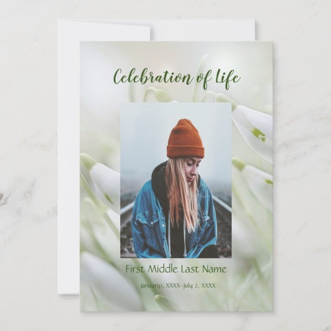 Service commémoratif Invitation Snowdrop Garden Fl (Devant)