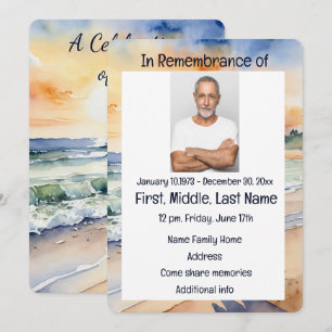 Service commémoratif Invitation Watercolor Beach P