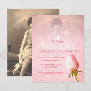 Service commémoratif photo rose rose invitations f