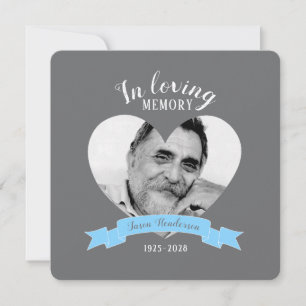 Service commémoratif photo ruban bleu invitations 