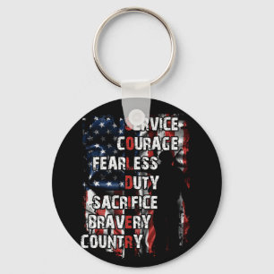Service Courage Fearless Sacrifice Bravery Country Keychain