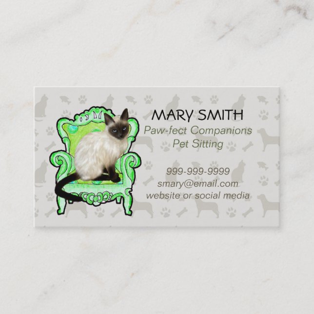 Service de Carte de visite avec chat Siamese (Devant)