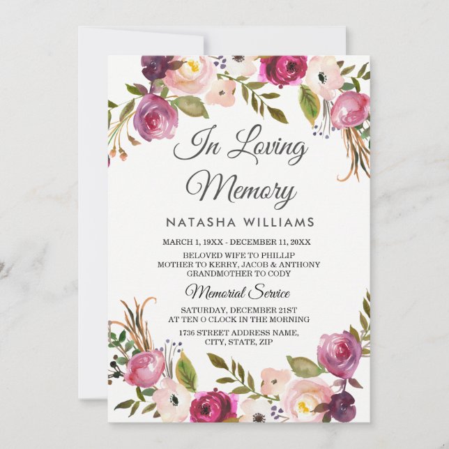 Service de Faire-part botanique Floral (Devant)