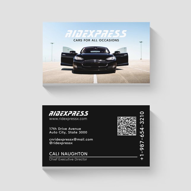 Service de location de voitures noires Carte de vi (Créateur téléchargé)