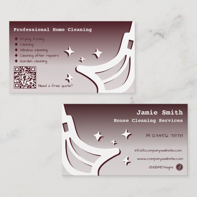 Service de nettoyage à domicile Carte de visite ro (Devant / Derrière)