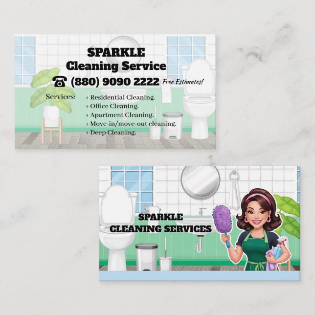 Service de nettoyage de la maison Carte de visite  (Devant / Derrière)