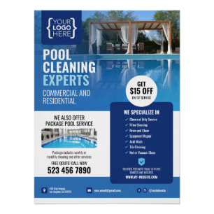 Service de nettoyage de la piscine Affiche lustrée