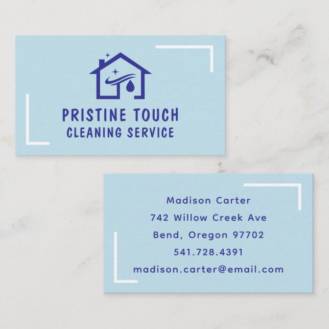 Service de nettoyage des cartes de visite Maison b (Devant / Derrière)