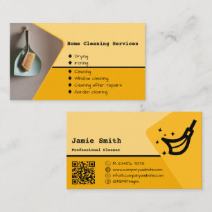 Service de nettoyage ménager Carte de visite jaune